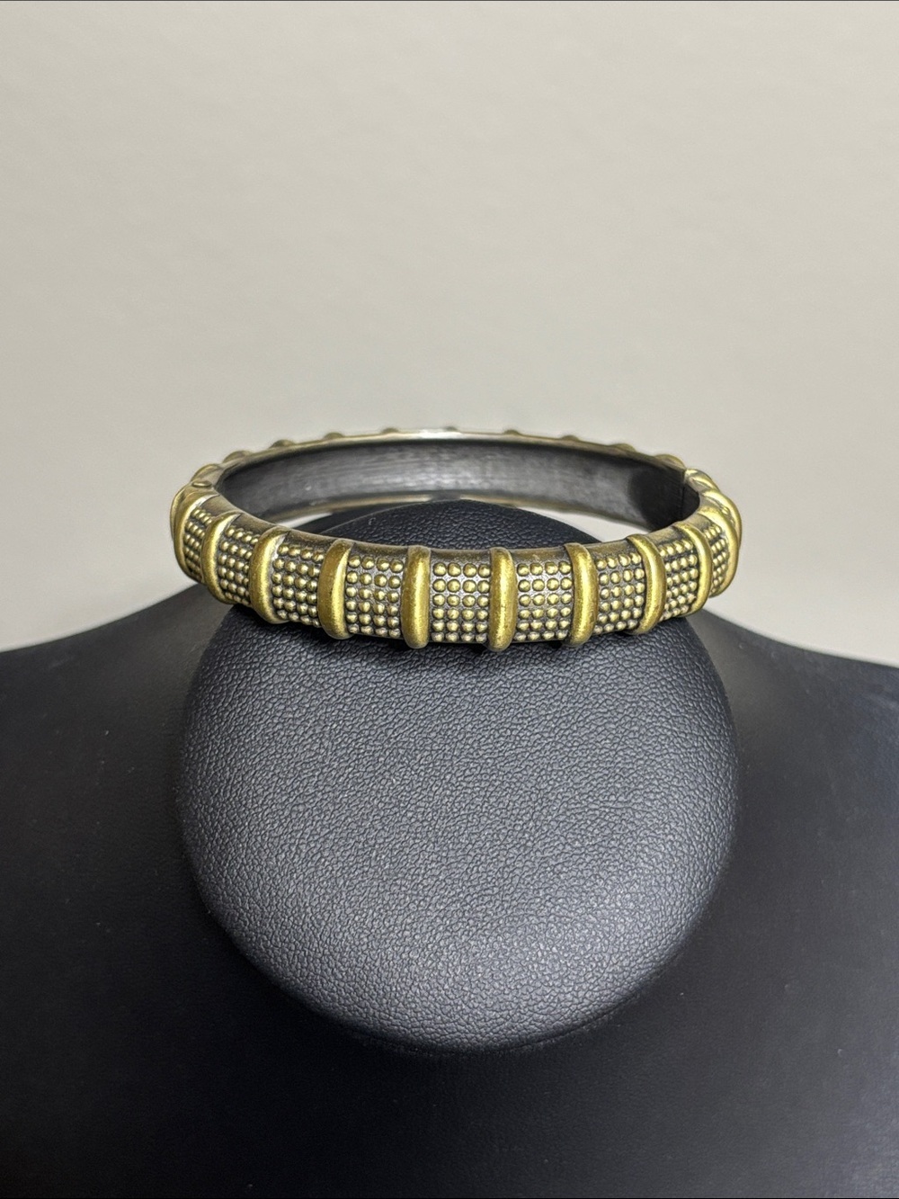 Vintage Cookie Lee Gold-Tone Textured Dome Bangle Clamper Bracelet Jewelry